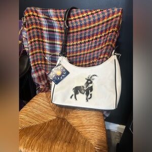 Capricorn Goat zodiac purse white and black leather